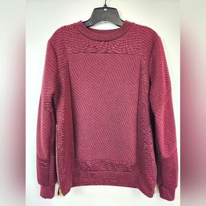 Henry & William Men's Maroon Stylized  Gold Side Zippers Pullover Sweater, sz SM